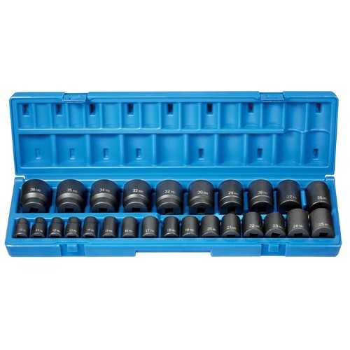 Grey Pneumatic 1726M Metric Socket Set, 1/2″ Drive, 12-Point, 26-Pieces
