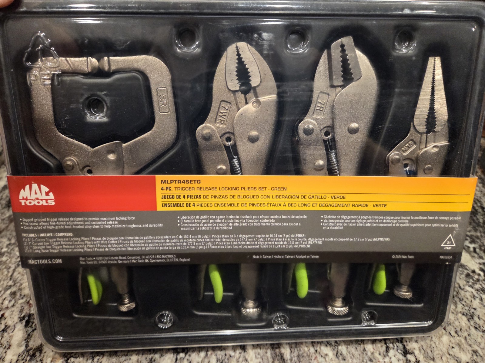 Mac Tools 4-PC. Trigger Release Locking Pliers Set – GREEN