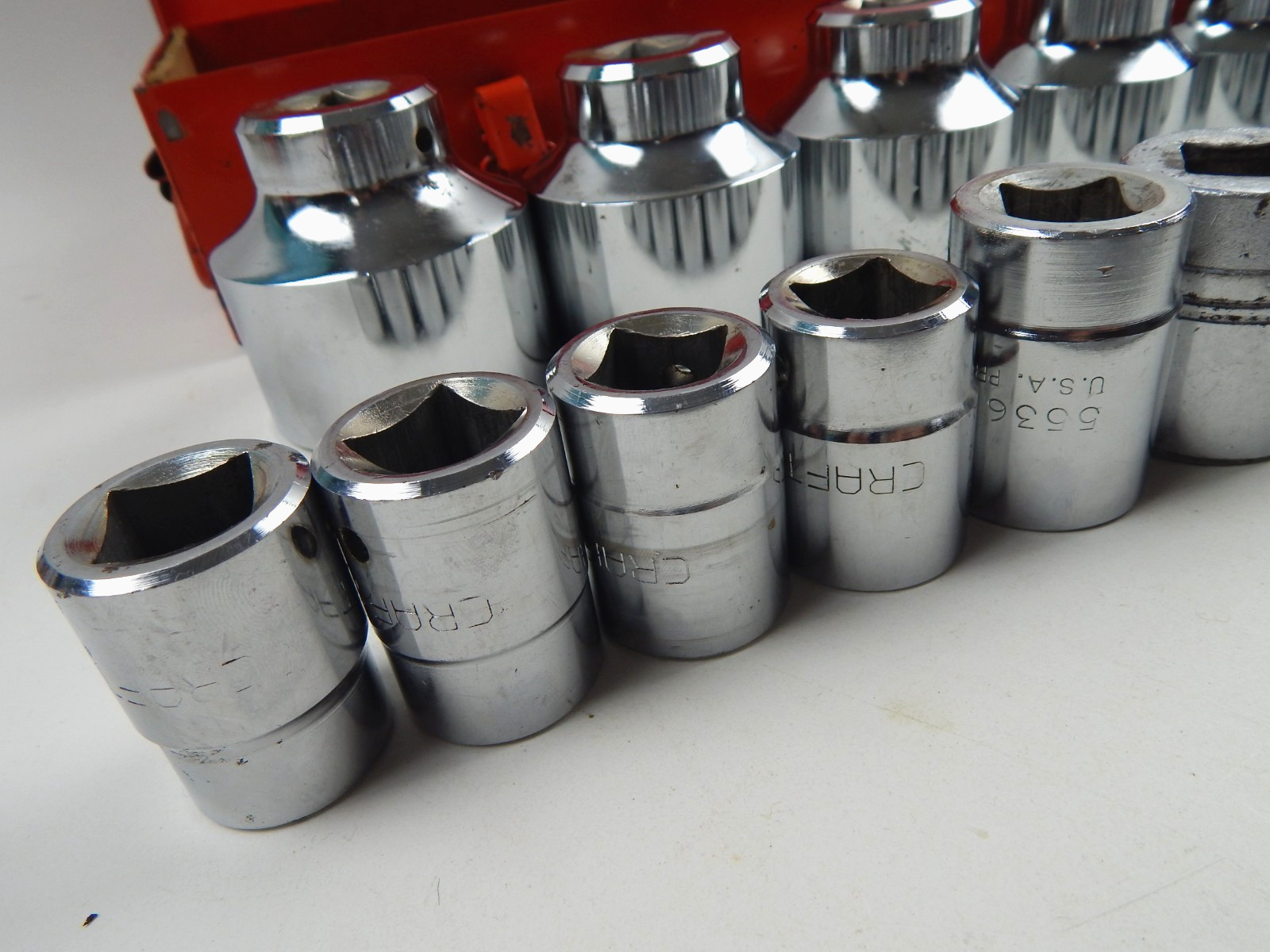 Craftsman Taiwan 3/4” Drive Socket Set 7/8” to 2-3/8” w/ Braker Bar & Case READ