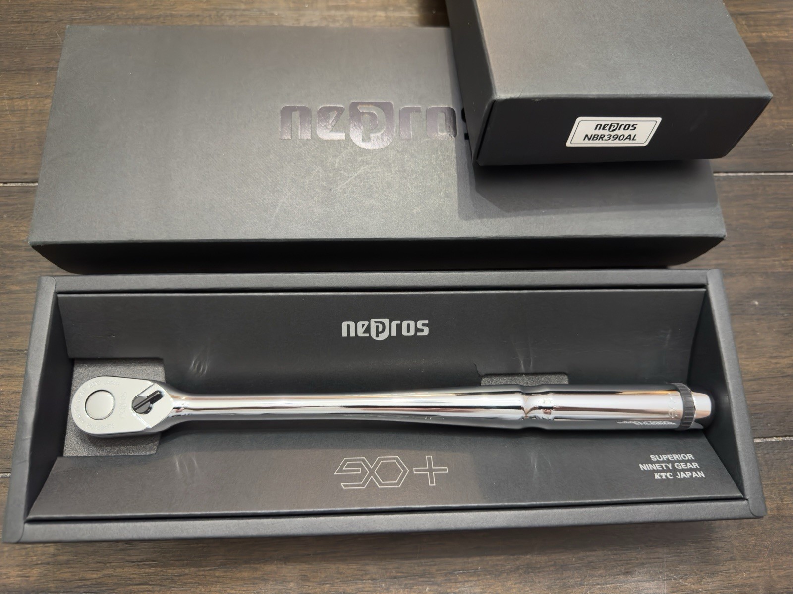 KTC Nepros NBR390AL 3/8″ Drive 14″ Long 90-Tooth Quick Release Ratchet