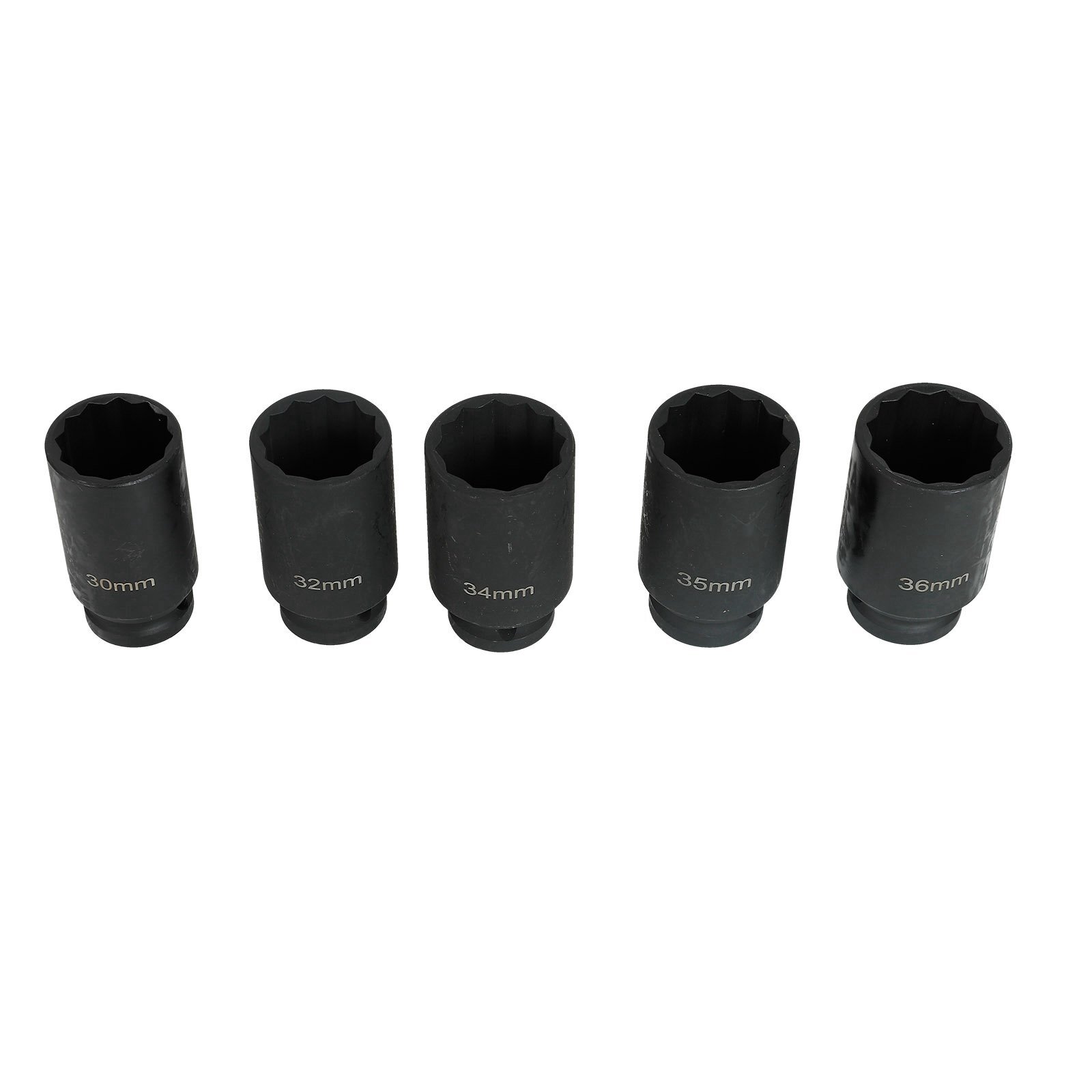1/2» Deep Spindle Axle Nut Socket Set 12-Point Metric 5pcs 30 32 34 35 36mm