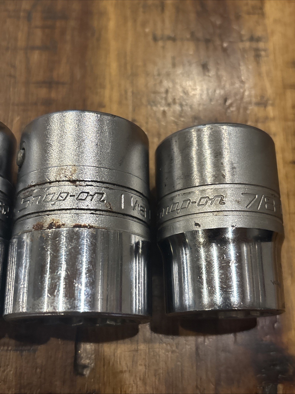 Snap-On Tools 3/4″ Drive SAE Sockets 12pt Size 1-1/4, 1-1/8, 1-1/16, & 7/8” USA