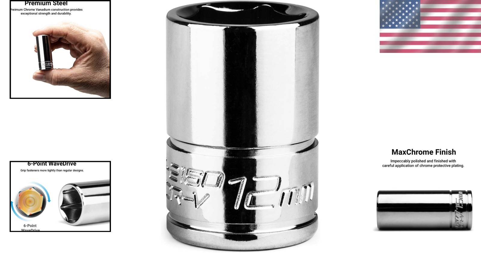 Durable Chrome Vanadium 12 mm Shallow Socket – 1/4 Inch Drive, Polished Finish