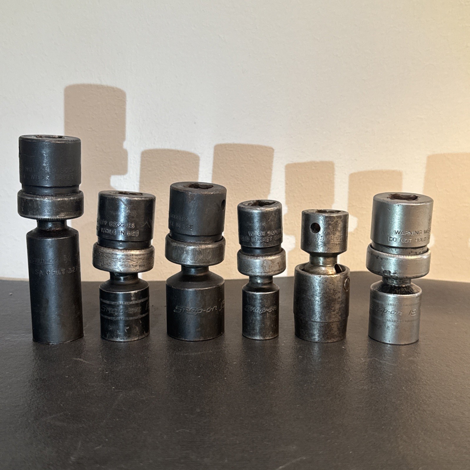 Lot Of 6 SNAP-ON 1/2 Drive Swivel Sockets Metric & Standard Size In Description