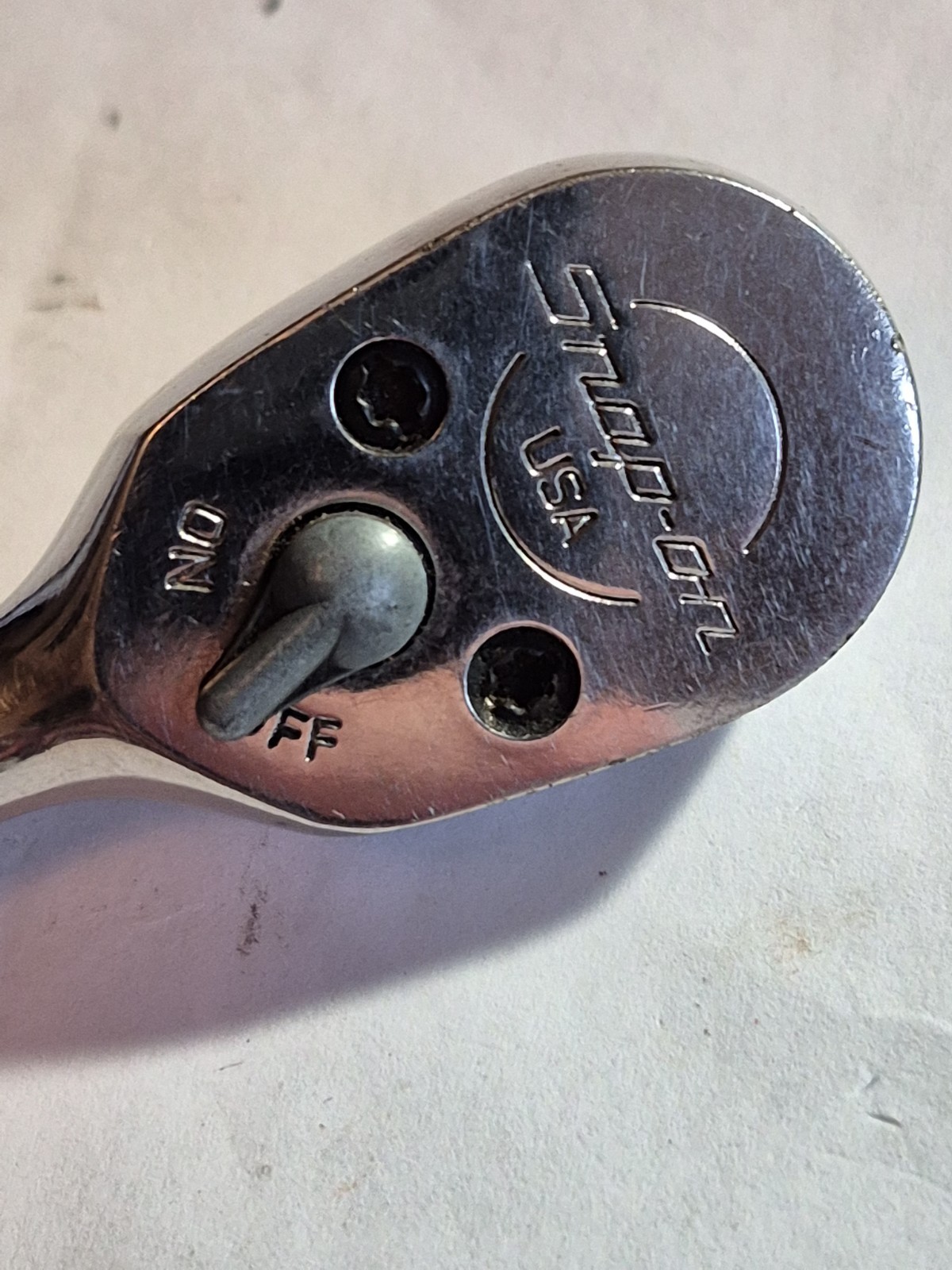 SNAP ON T936 1/4» DRIVE RATCHET 4 1/2» LONG STUBBY USA MADE USED CONDITION