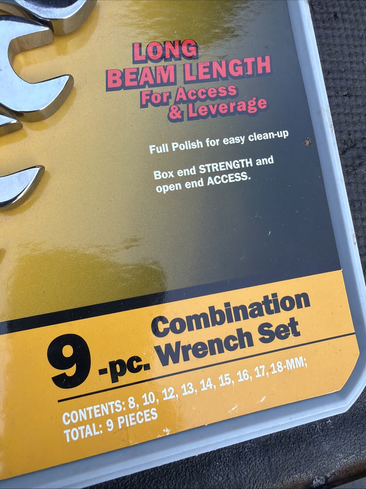 Sears Craftsman Professional Full Polish Metric Wrench Set 9pc 47239 Long Beam