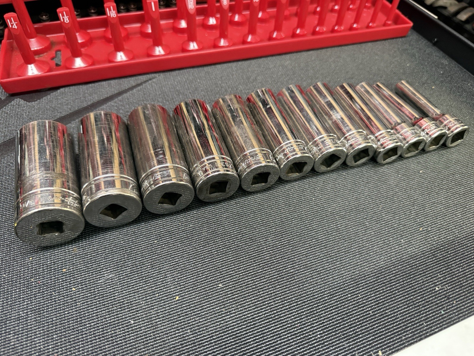 Snap On 1/2” Drive Deep Well Chrome Socket Set 12pc 3/8-1 3/16”