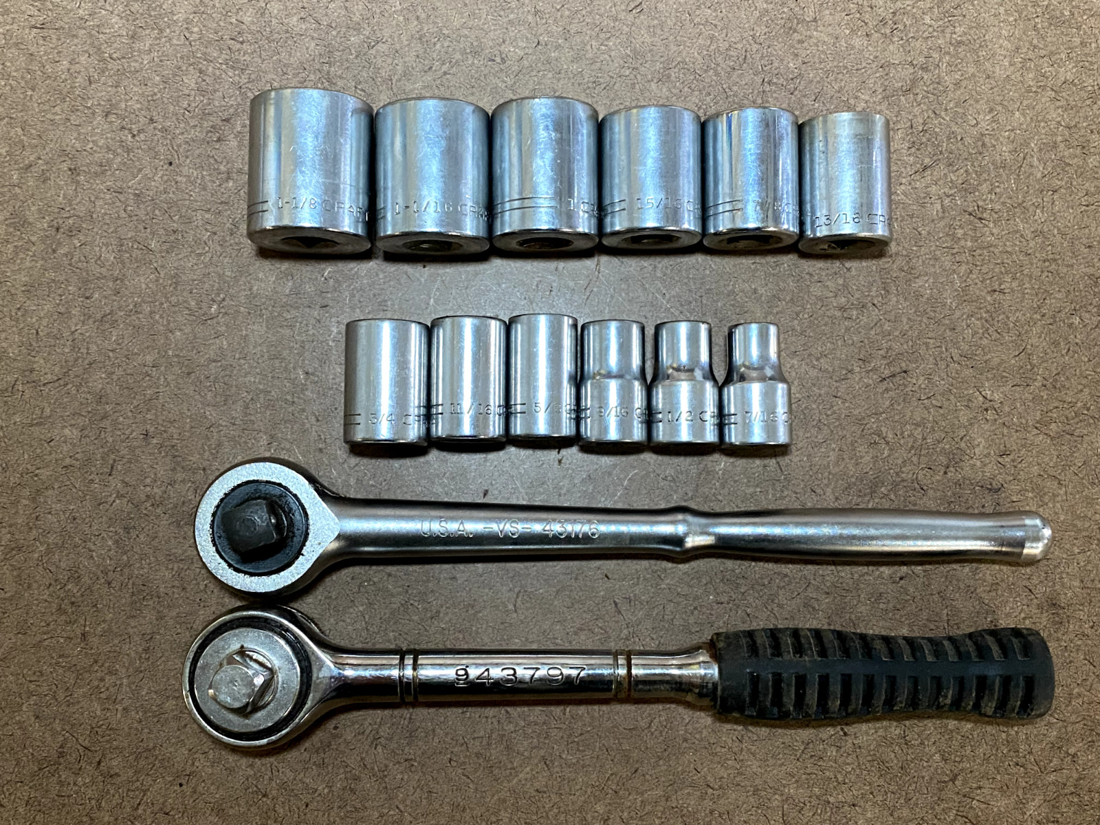 Craftsman 1/2″ Drive SAE 12pt Socket Set ~ USA ~ 1-1/8″ to 7/16″ =V=