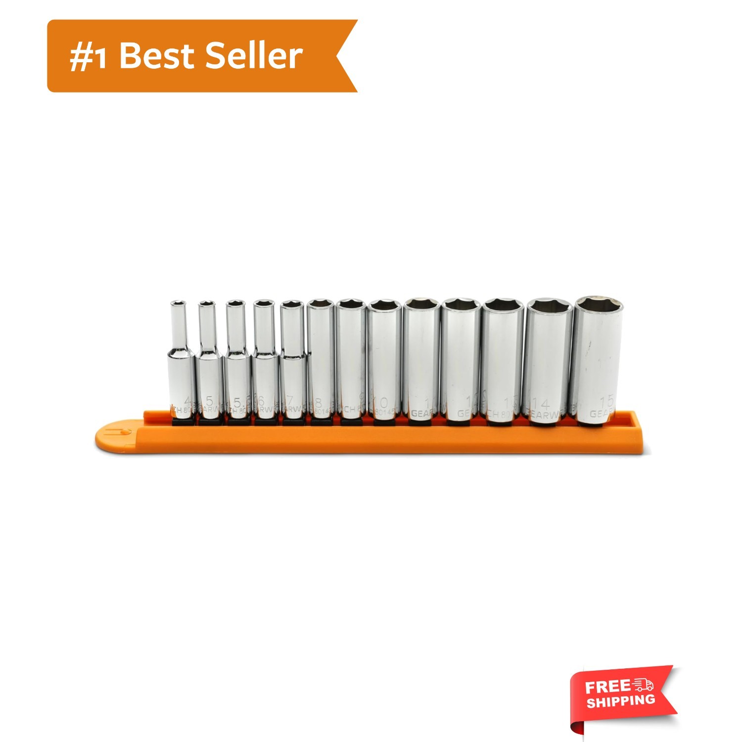 13 Pc. 1/4″ Drive 6 Pt. Socket Set, Deep, Metric – 80304