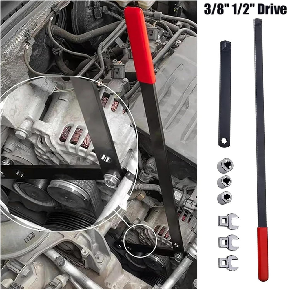 Serpentine Belt Tool Kit,Universal 3/8″ 1/2″ Drive Serpentine Belt Adjust Tighte