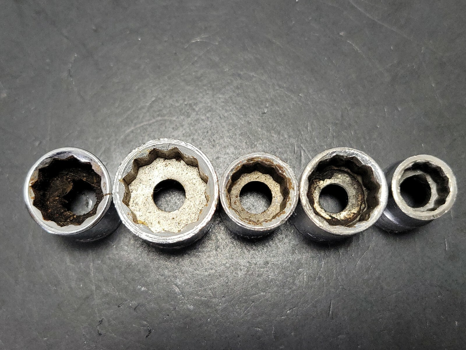Lot of 5 Shallow Sockets 10mm 12mm 14mm 17mm Metric 3/8″ Drive 12 Point