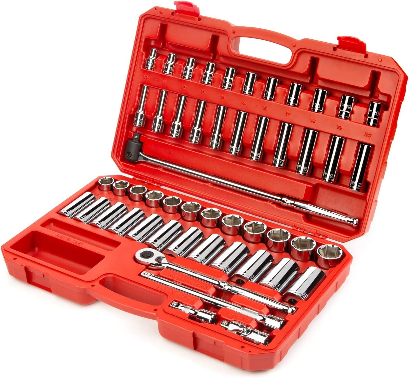 TEKTON 1/2 Inch Drive 6-Point Socket & Ratchet Set,51-Piece (10-32 mm) SKT25201