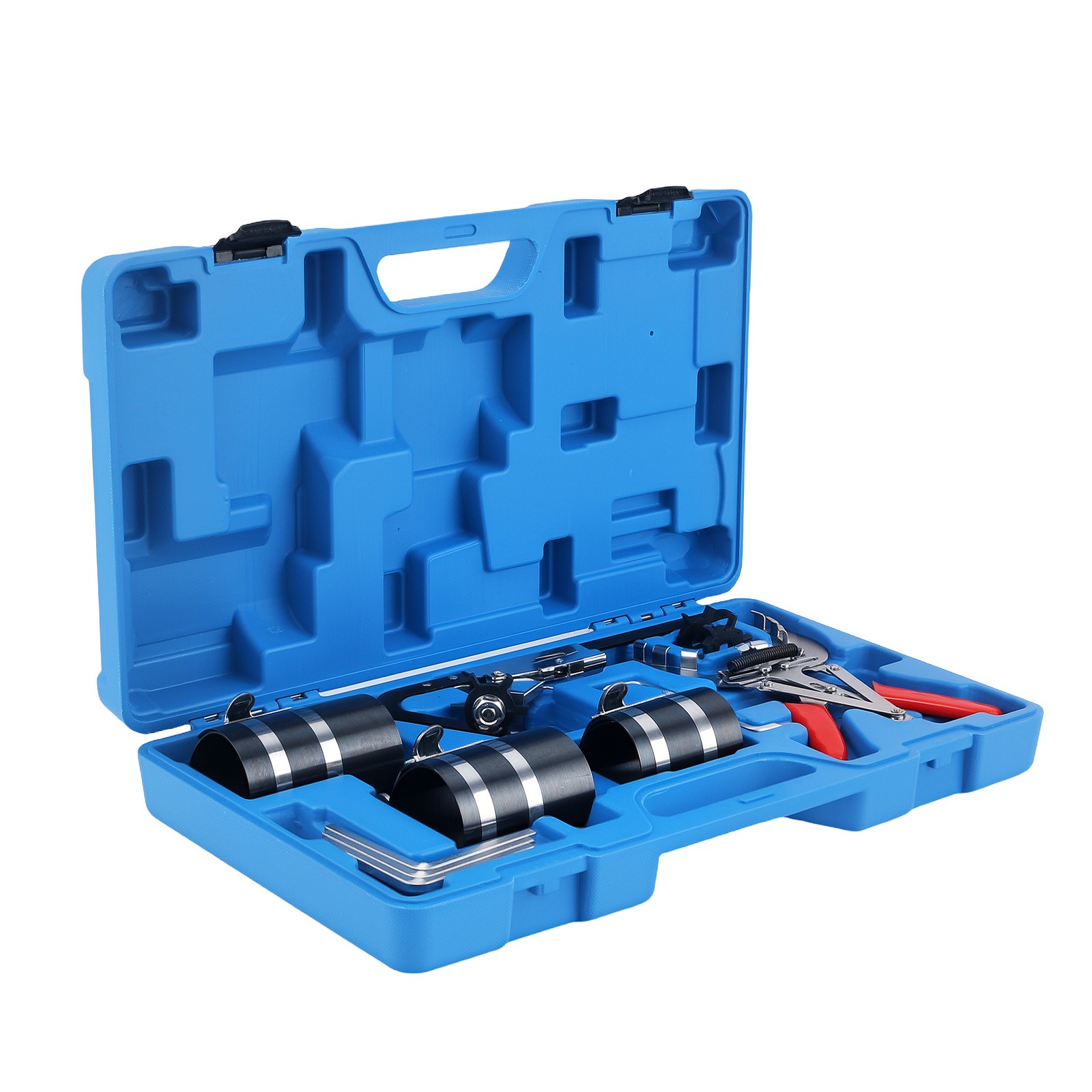 11PC Piston Ring Compressor Service Tool Steel Engine 53-175mm Kit w/ Cleaner