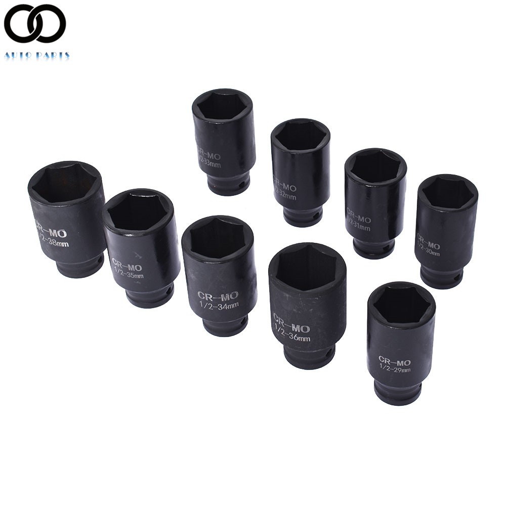 9PCS 1/2» Drive Deep Impact Socket Set Metric Axle Hub Nut Sockets 29-38mm Set