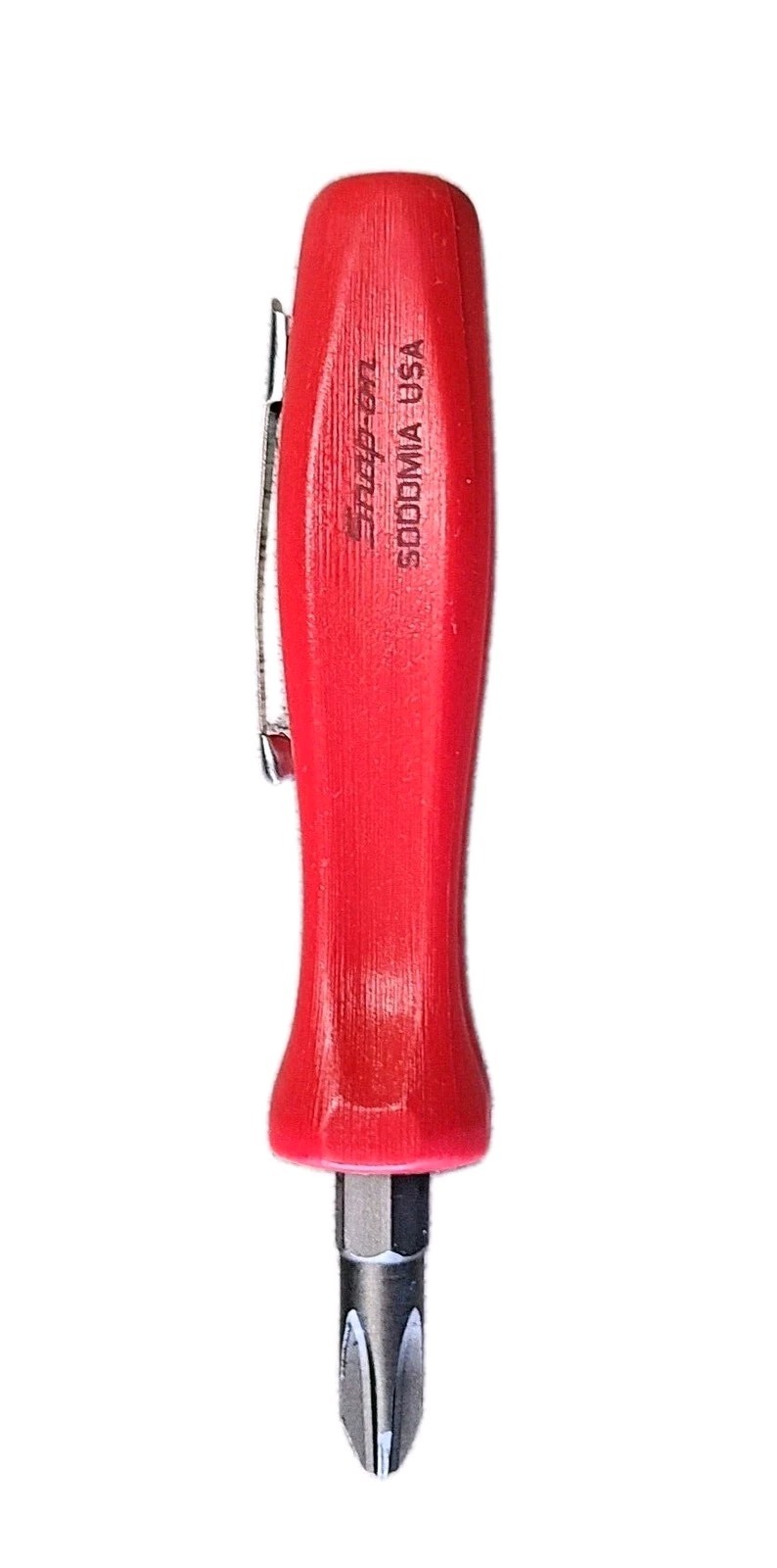 RED Snap on tools pocket screwdriver REVERSIBLE TIP pocket screwdriver w/clip !!