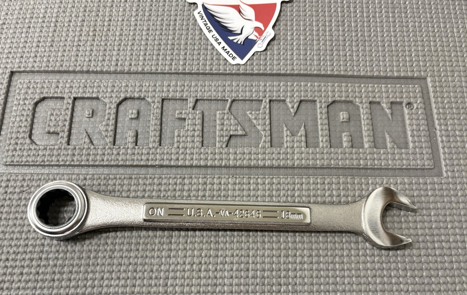 NOS Sears Craftsman 18mm Heavy Duty Ratcheting Wrench 42646 VA USA Brand New!