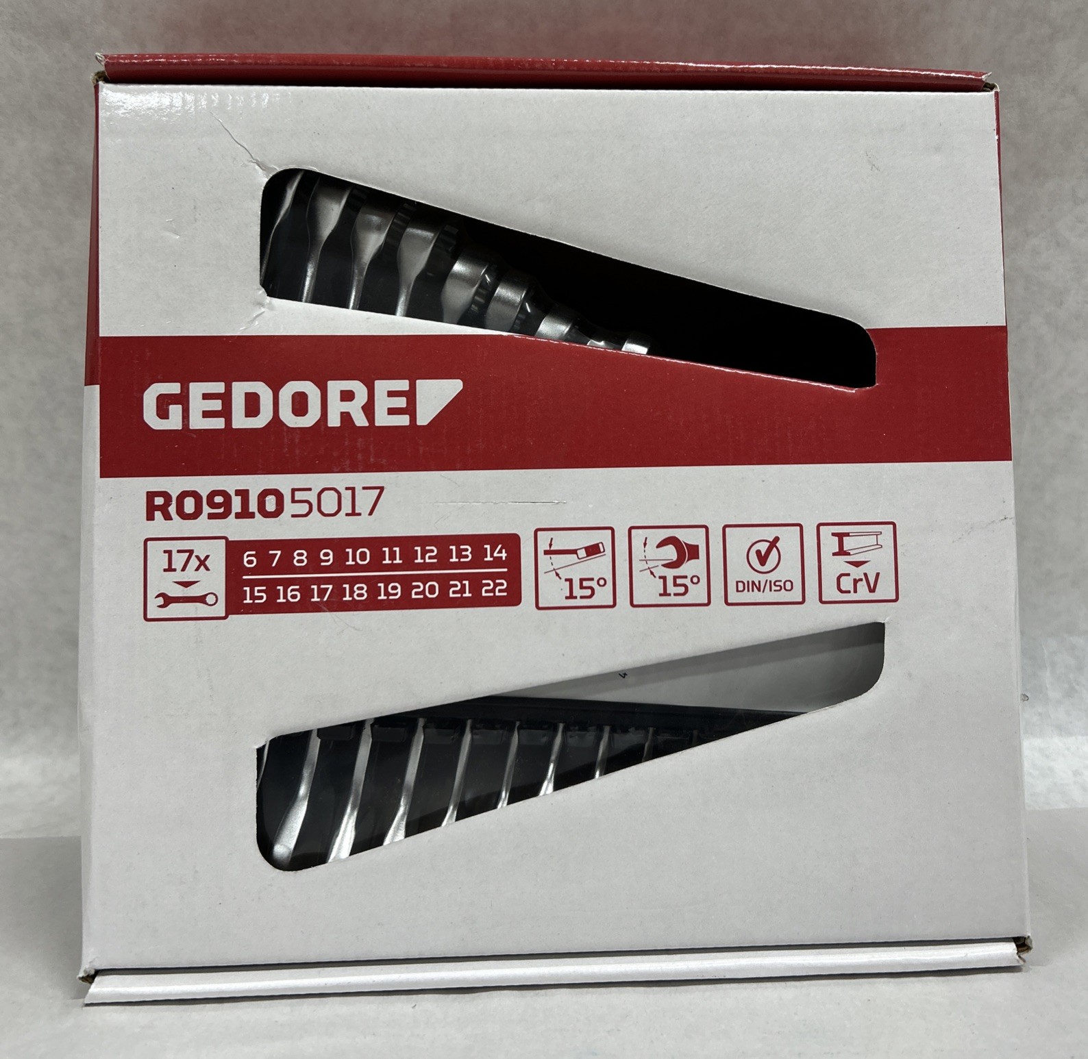 GEDORE 17PC R09105017 METRIC COMBINATION WRENCH SET 6-22MM NEW