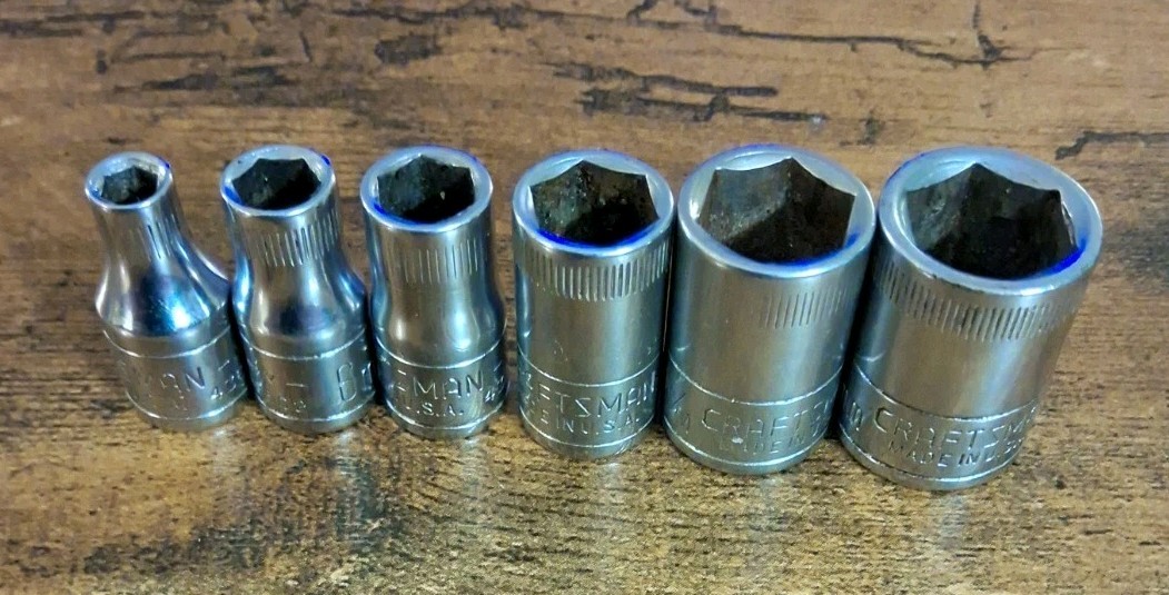 Craftsman 6pt 1/4″ Drive V Metric Sockets 4mm,6mm,7mm,9mm,11mm,12mm