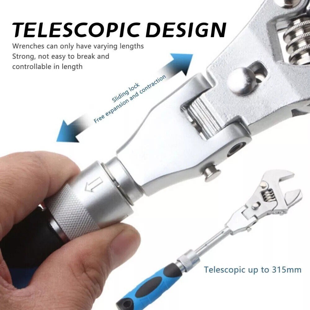 5 in 1 10″ Adjustable Torque Wrench Ratchet Wrench 180 Degree Folding Spanner