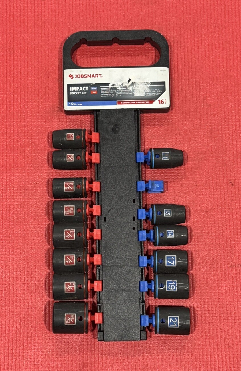 Jobsmart 1360323, 14PC 1/2″ Drive SAE & Metric Shallow Impact Socket Set