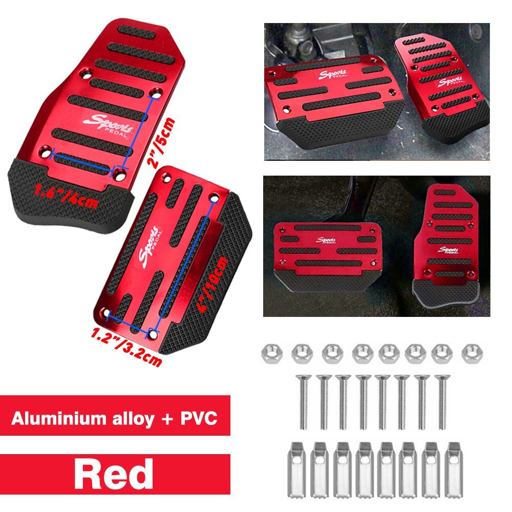 Automatic Non-Slip Gas Foot Brake Pedal Pad Cover Set Accessories Universal Red
