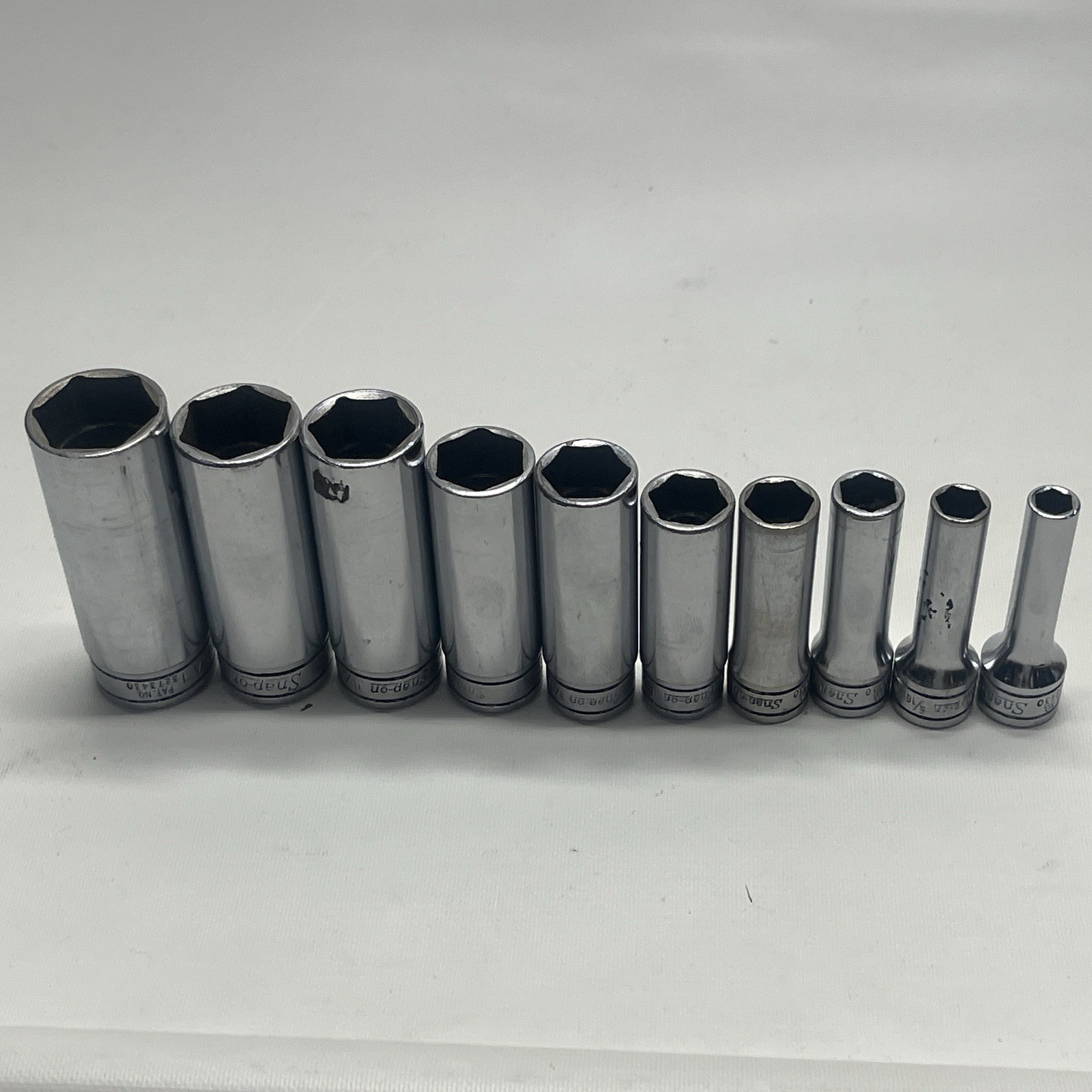 Snap-on 10-Piece 3/8″ Drive 6-Point Deep Chrome SAE Socket Set 1/4-13/16”211SFSY