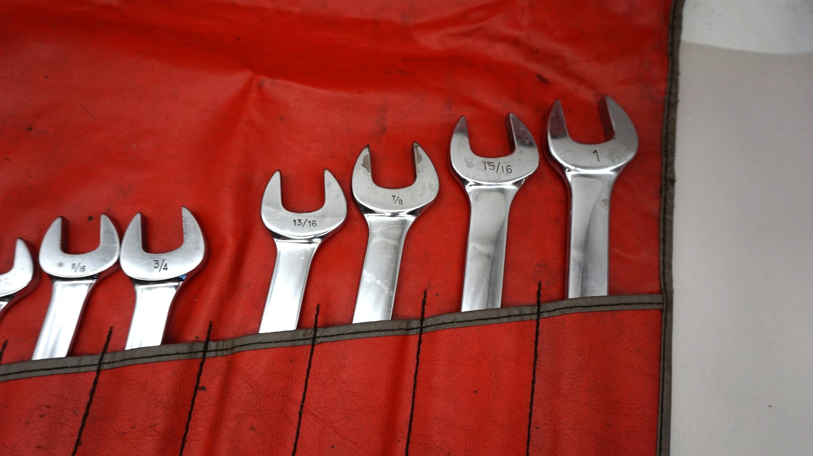 12 Snap On Combination Wrench Set C-114B In Red Mat Roll OEX 5/16 – 1″ Chrome
