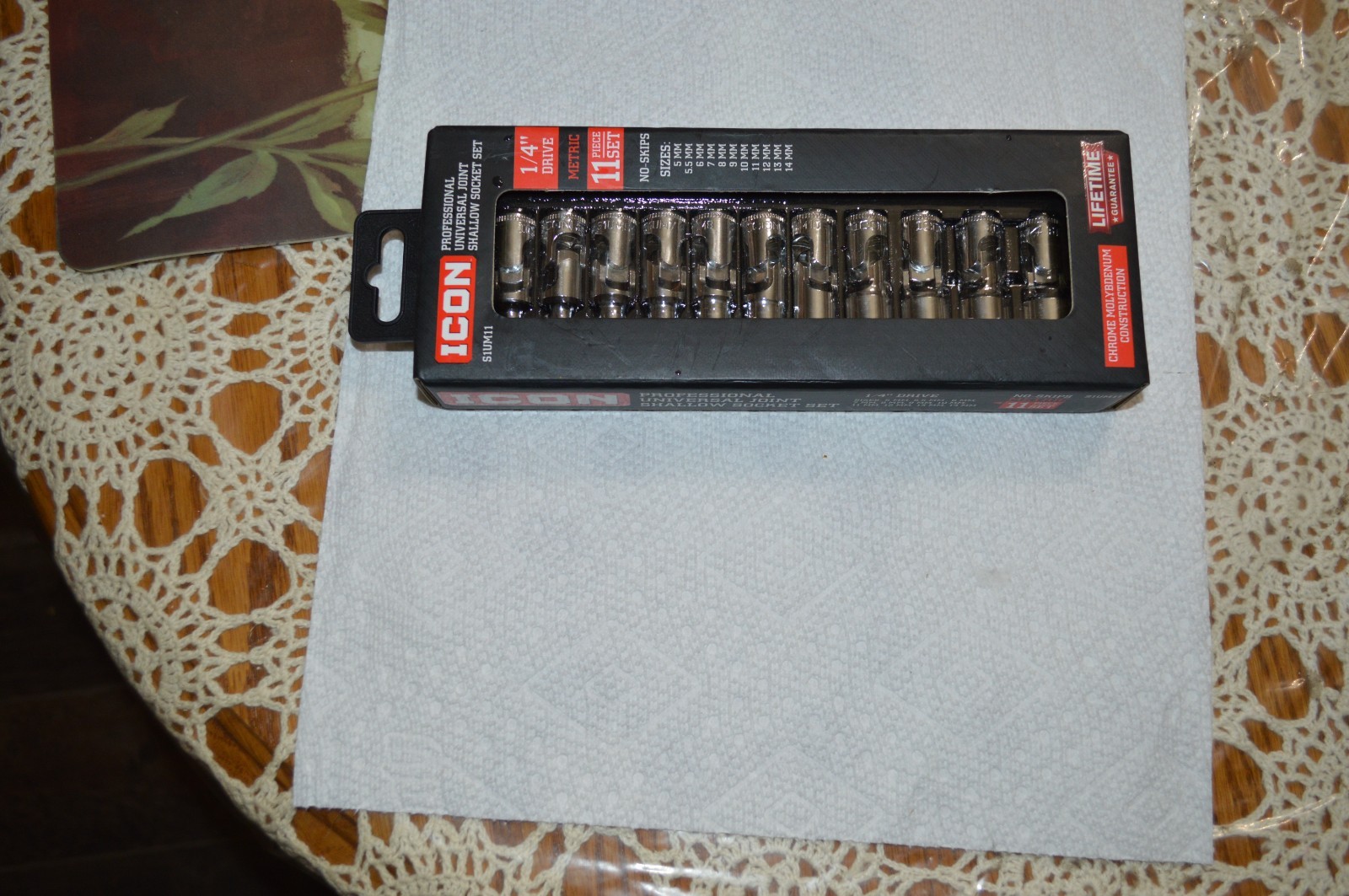Icon S1UM11 1/4″ Drive Metric 11 Piece Universal Joint Shallow Socket Set 70298