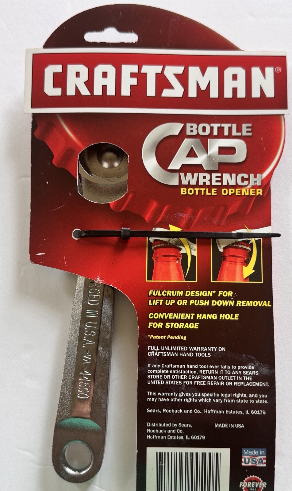 Craftsman 944500 Bottle Cap Wrench Bottle Opener With Card