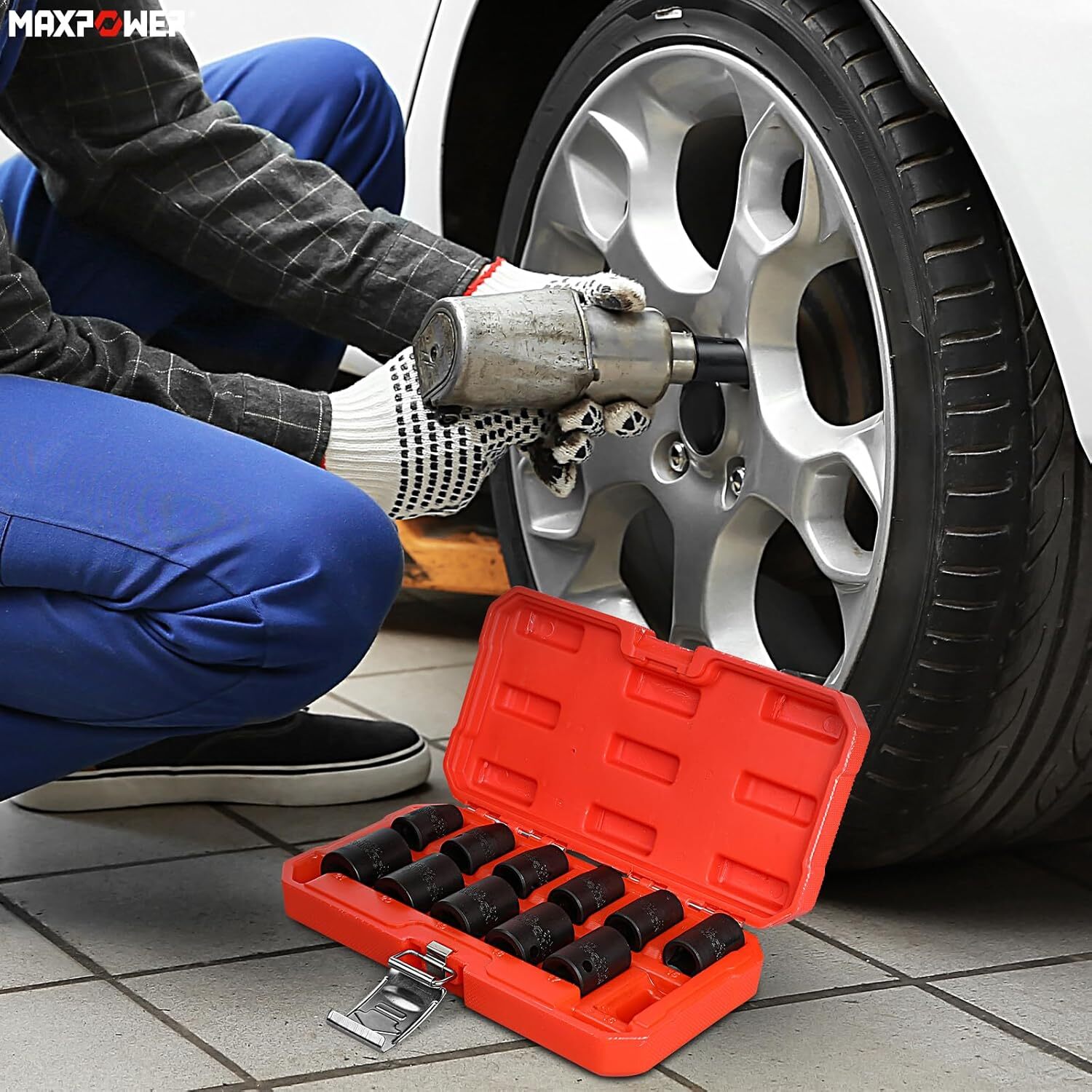1/2″ Drive Impact Socket Set, 12 Pieces Metric Impact Sockets, 6-Point Metric Im