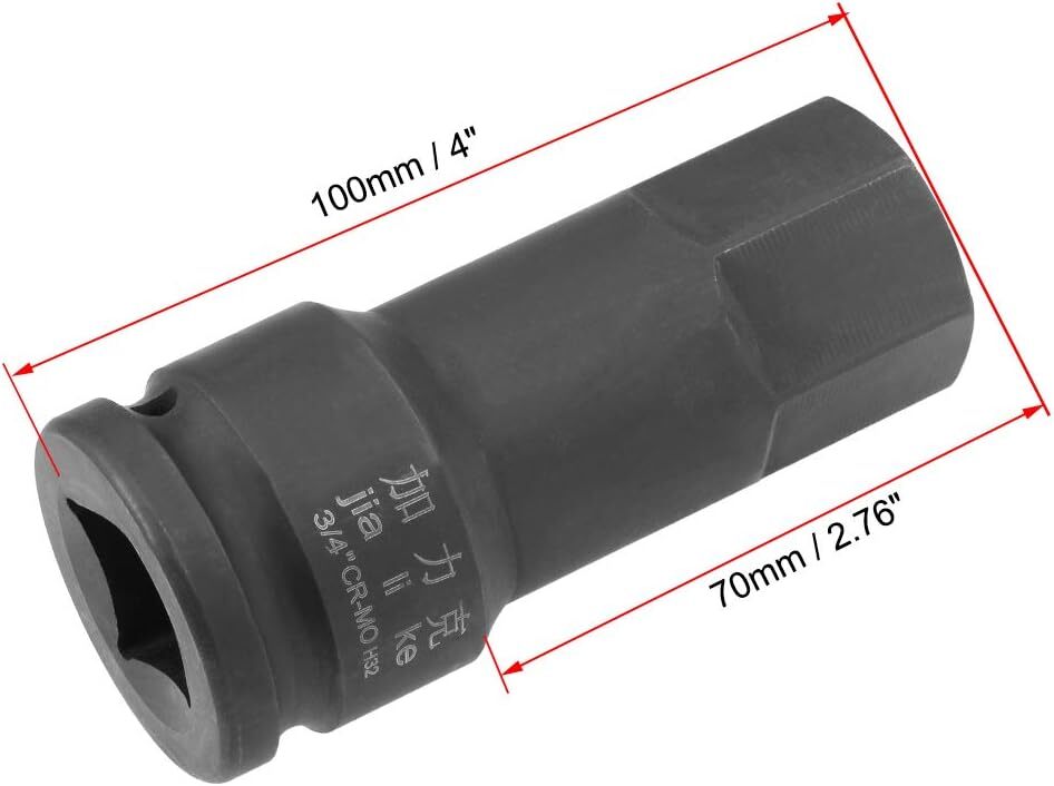 uxcell 3/4″ Drive x H32 (32mm) Impact Hex Bit Socket, Metric 4″ Length,