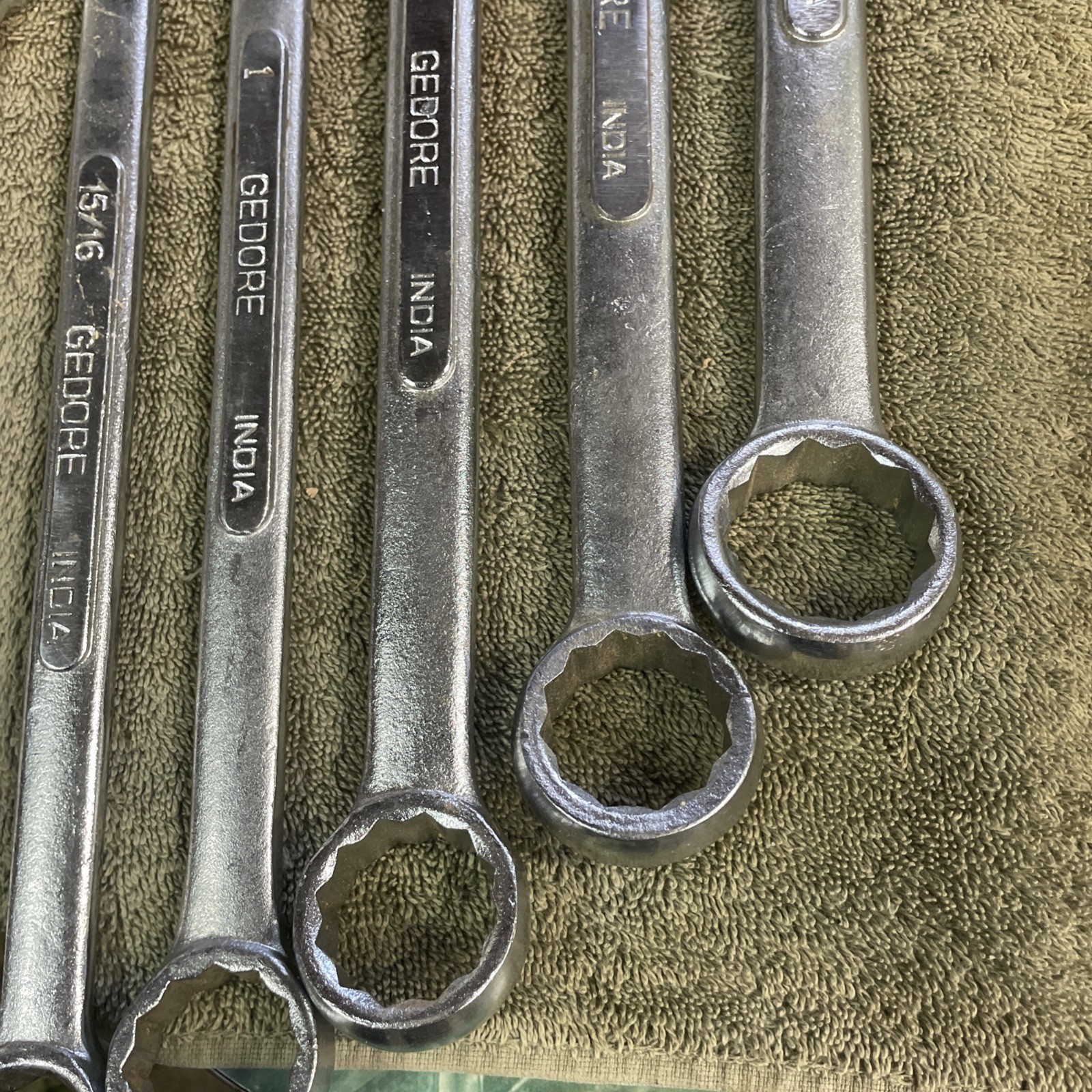 GEDORE Large Combination Wrench Lot. 1 1/14, 1 1/8, 1 1/16, 1, 15/16, And 7/8