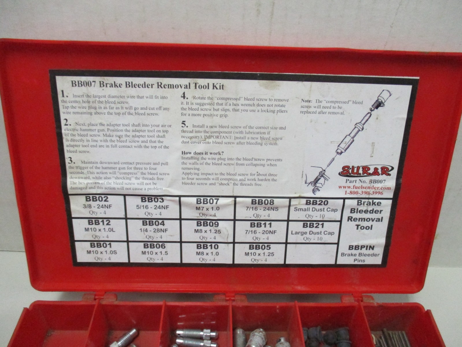 S.U.R&R BB007 Brake Bleeder Removal Tool Kit (Not Complete)