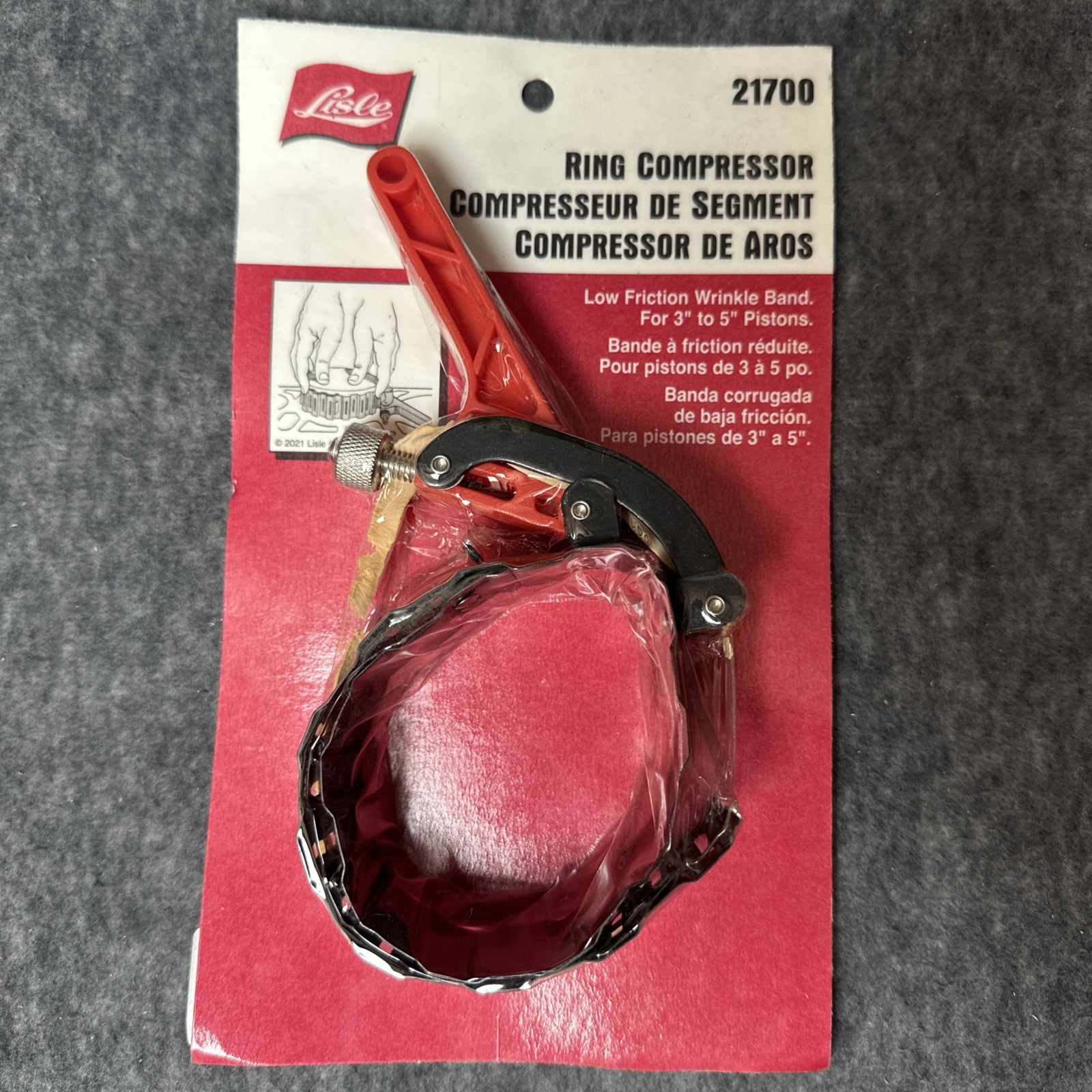 Lisle 21700 Low Friction Wrinkle Band Ring Compressor For 3″ To 5″ Pistons