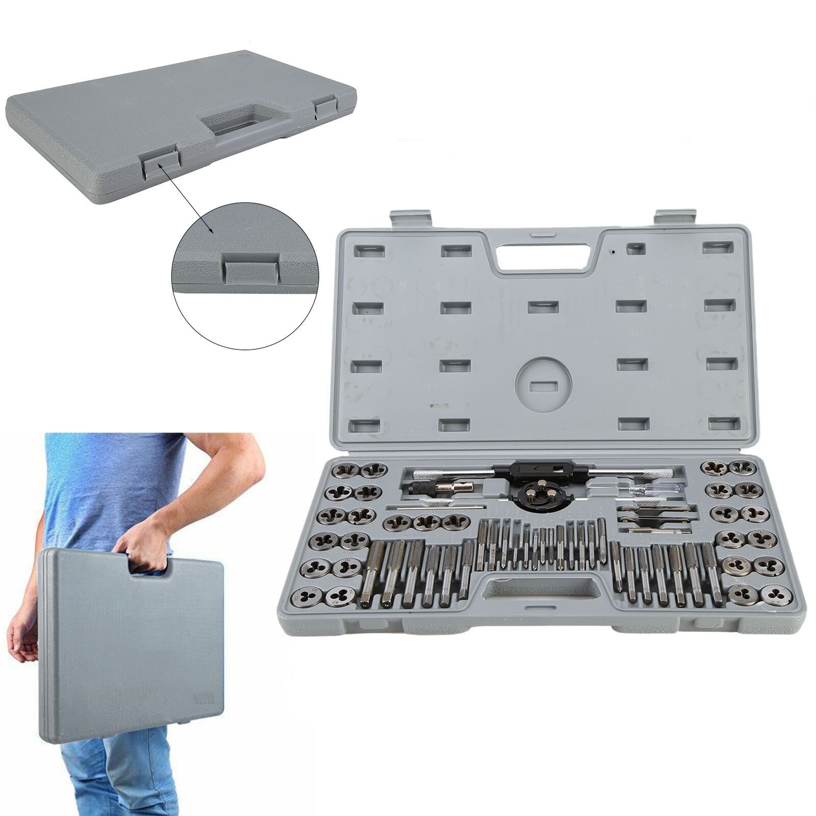 60Pcs Metric SAE Standard Tap and Die Rethread Set Thread Rethreading Kit USA