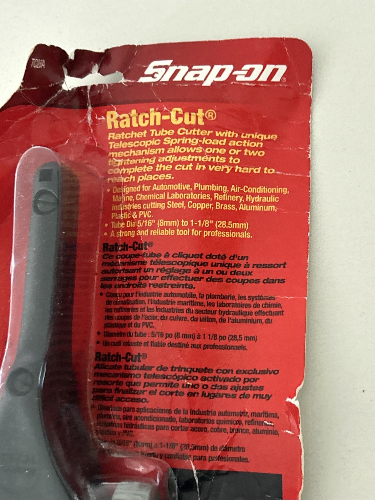 Snap On Ratcheting Tubing Cutter Cuts Steel Cu Al PVC 5/16″ To 1-1/8″