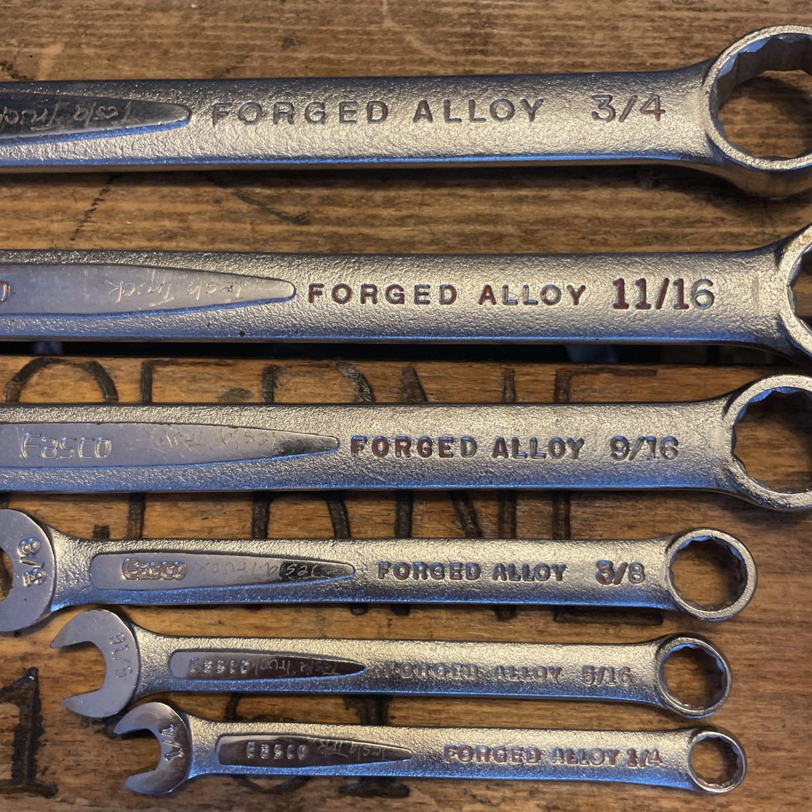Vintage Easco 6 Piece SAE Wrench Set Combination 3/4” To 1/4″ Made IN USA LOT
