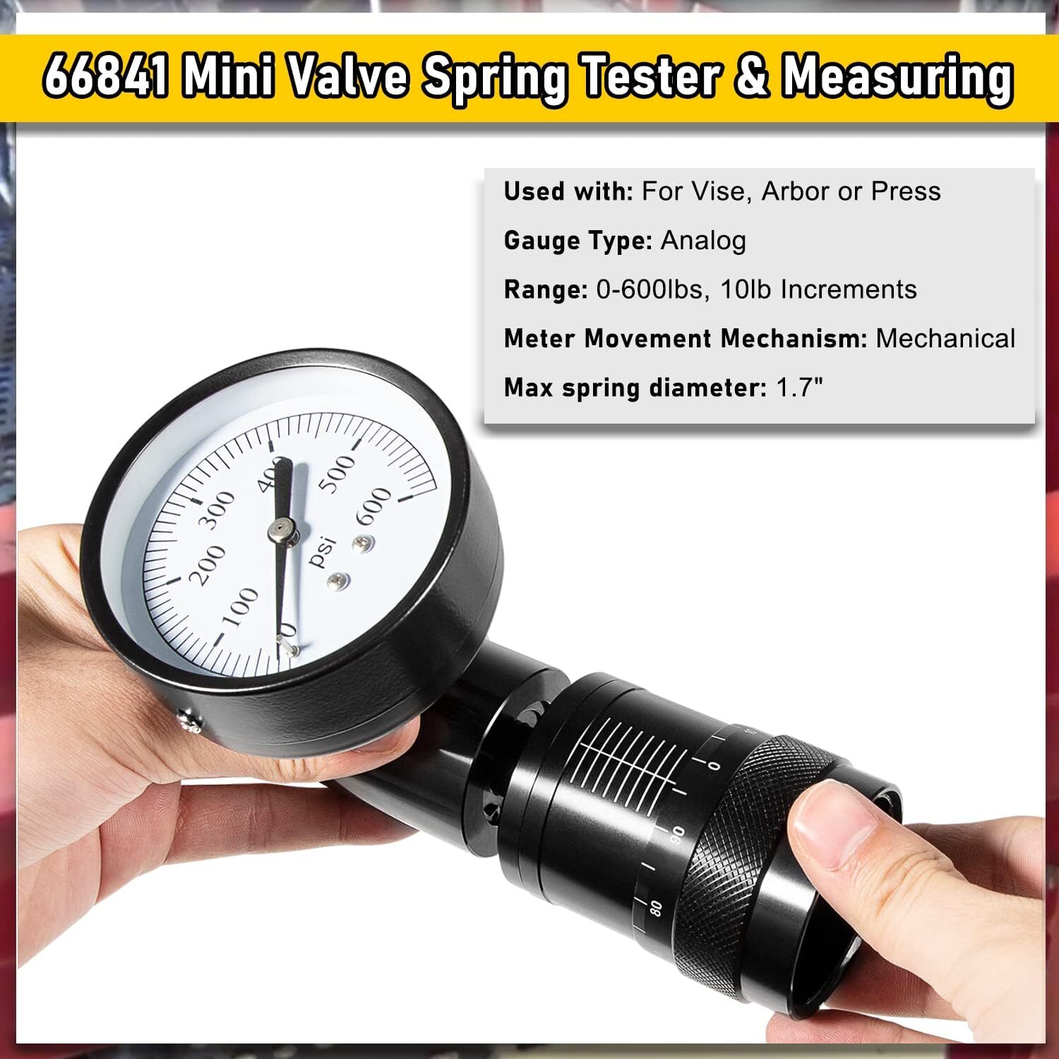 66841 Mini Valve Spring Tester & Measuring Combo for Vise w/ Height Micrometer