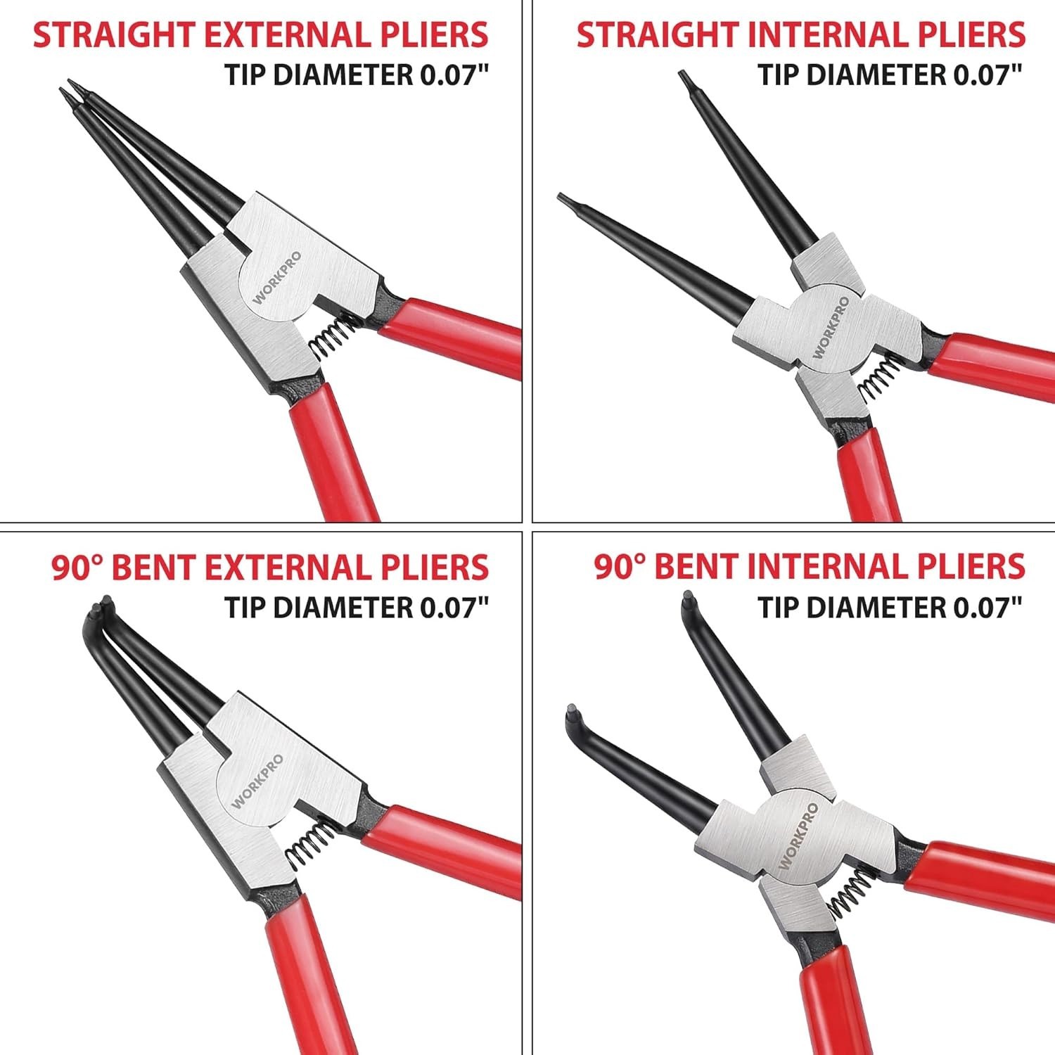 Professional 7-Inch Circlip Pliers Set with Non-Slip Grip & Storage Pouch
