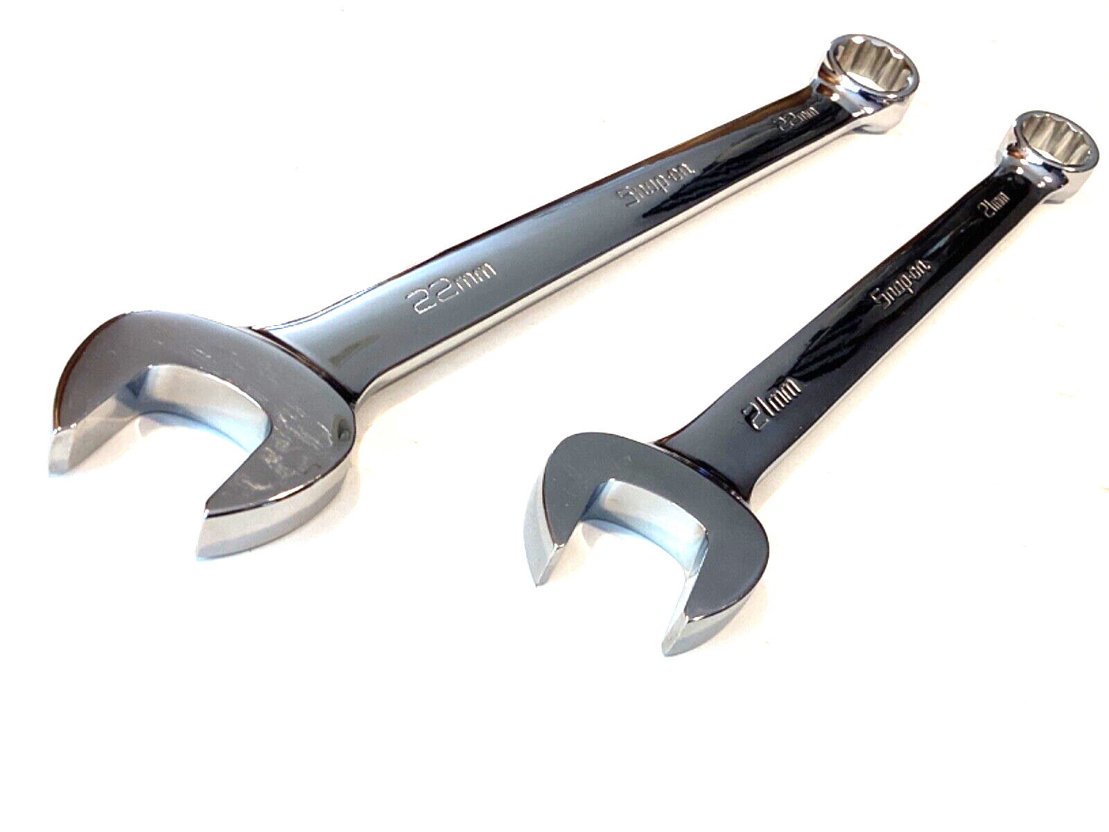 Snap On NEW 2 Piece 21 & 22MM Flank Drive Combination Wrench Set OEXM210 OEXM220