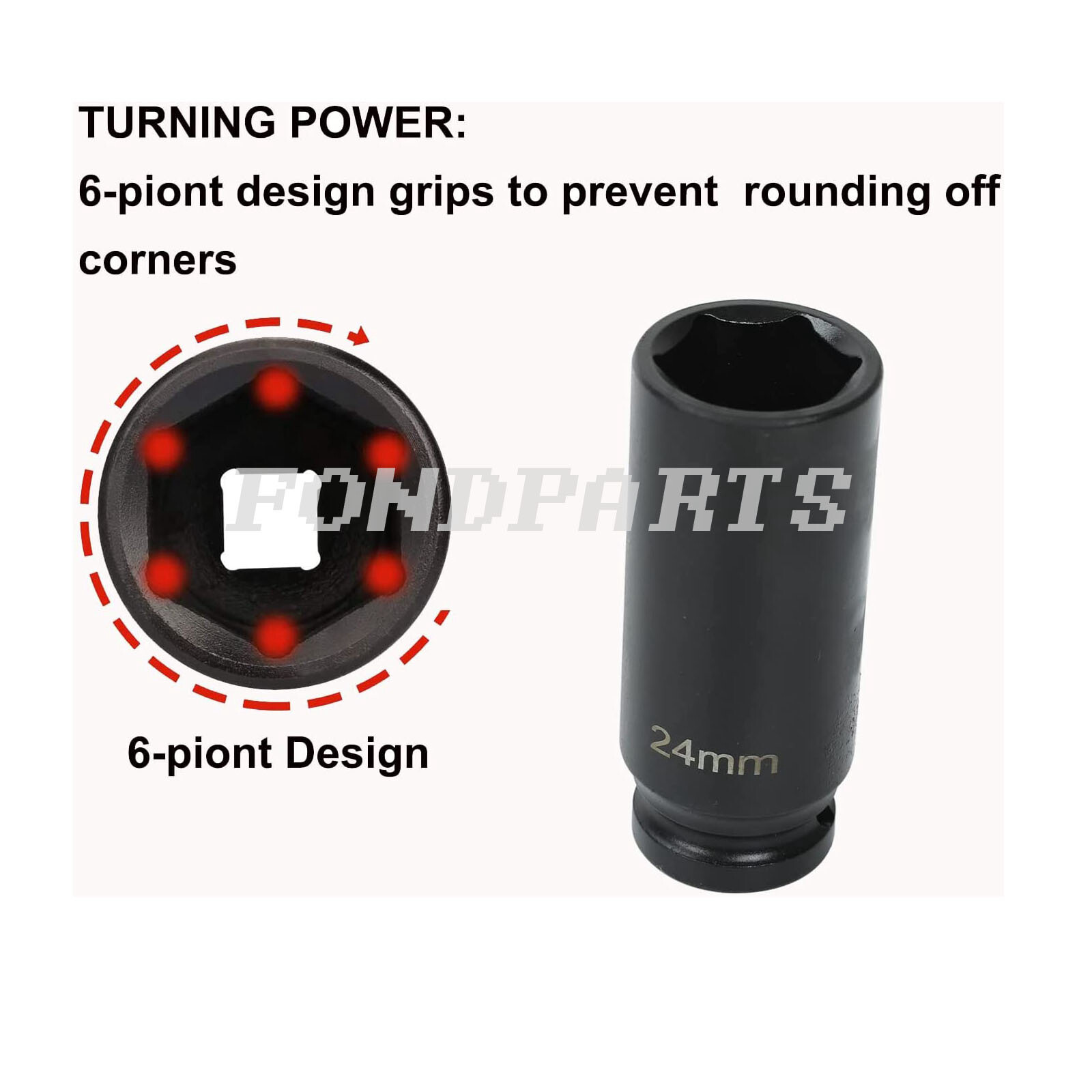 1/2 Inch Metric Drive Deep 6-Point Impact Socket Set 15 Pieces 10-32 mm