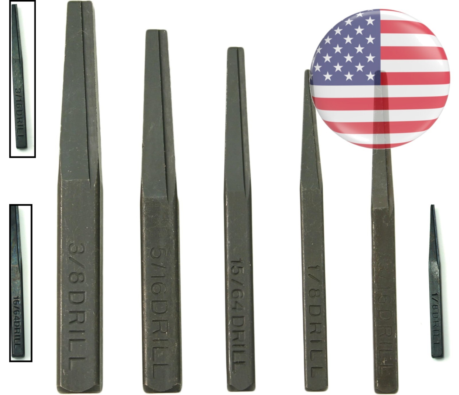 Versatile 5-Piece Screw Extractor Set with Tapered Design for All Fastener Types