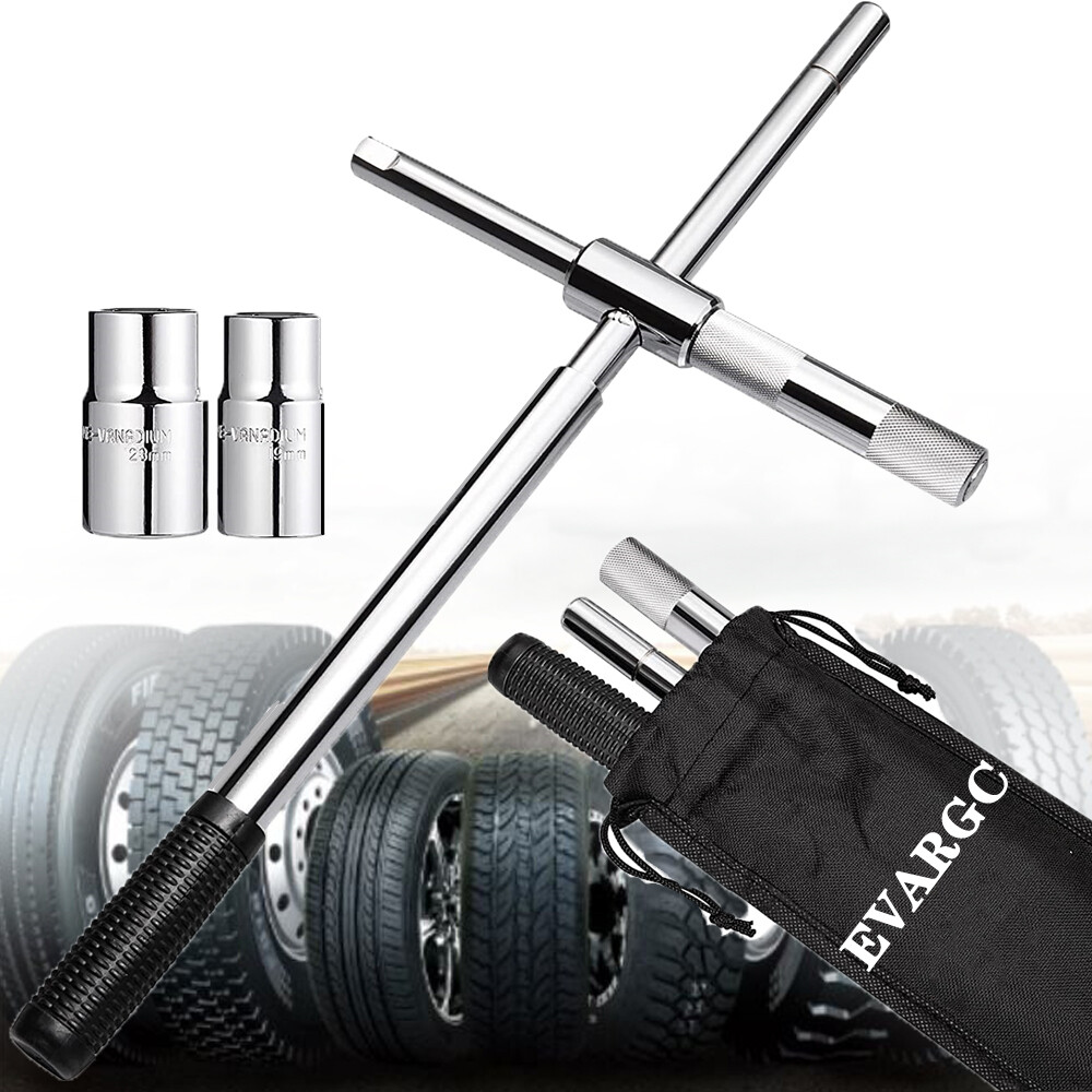 23″ Universal Extended Lug Wrench, 4 Way Tire Iron Nut Wrench Set W/Socket