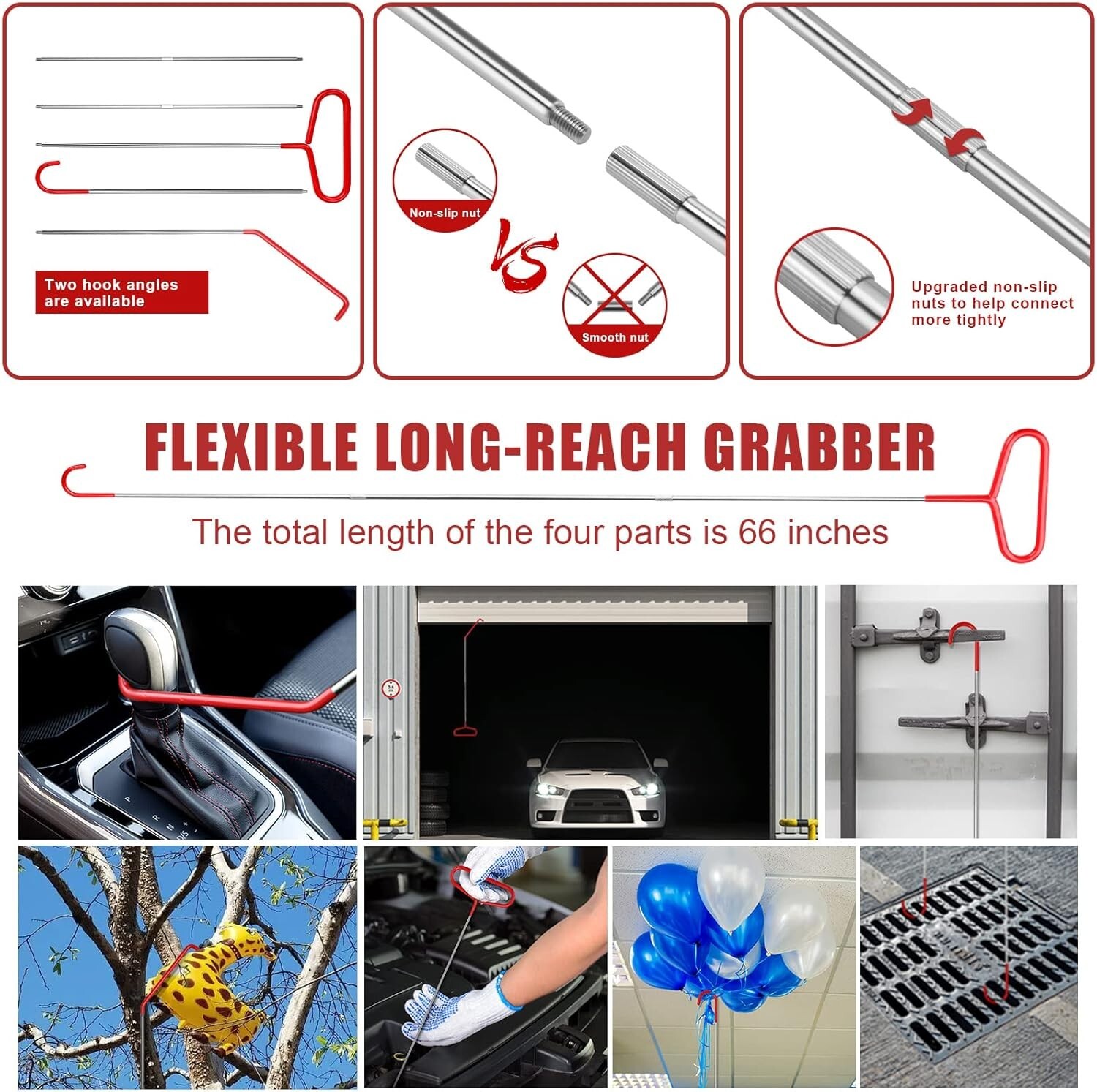 28pcs Auto Lockout Set Stainless 5th Wheel Pin Puller, 67-Inch Pull Hook, J Hook