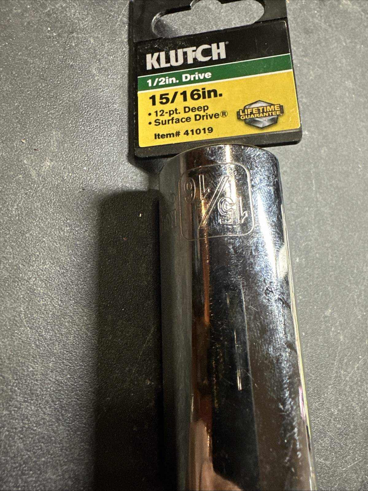 New Klutch 1/2” Drive 12pt Deep 15/16” Sae Socket