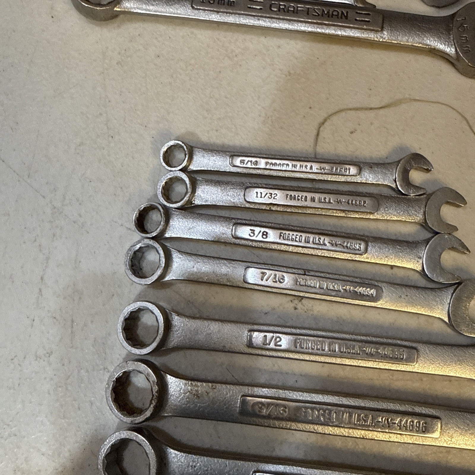 USA Made Craftsman 10 piece SAE Combination Wrench Set -VV- 7/8” To 5/16”