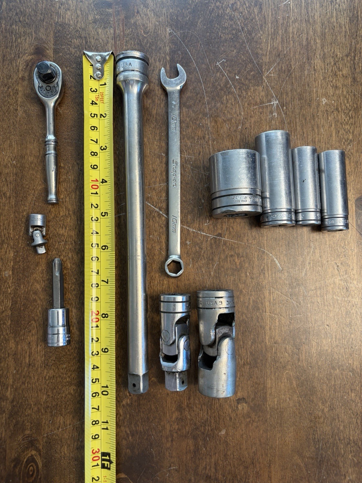 Snap-On Tools Mix Lot Of 11- Wrench, MG 70 Ratchet, Sockets & More….Mechanic