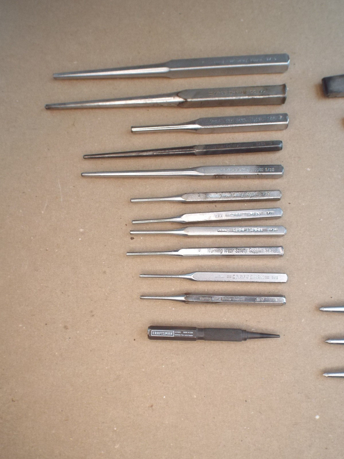 VTG 22 Pc Craftsman Chisel, Punch, Pin Punch Lot USA for Parts / Repair – (Read)