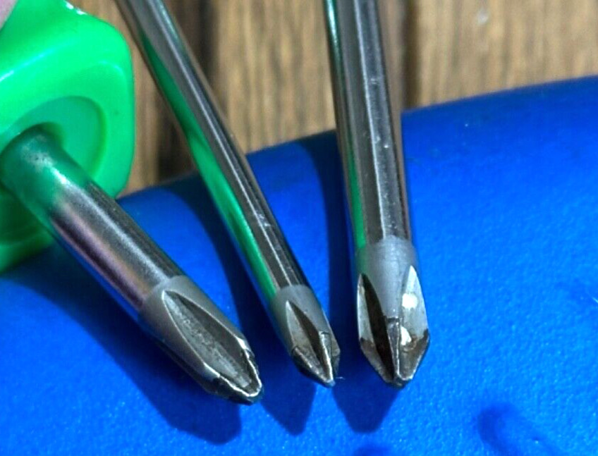VTG Matco Tools Phillips Flat Standard Tip Screwdriver Set Lot Green Stubby Long