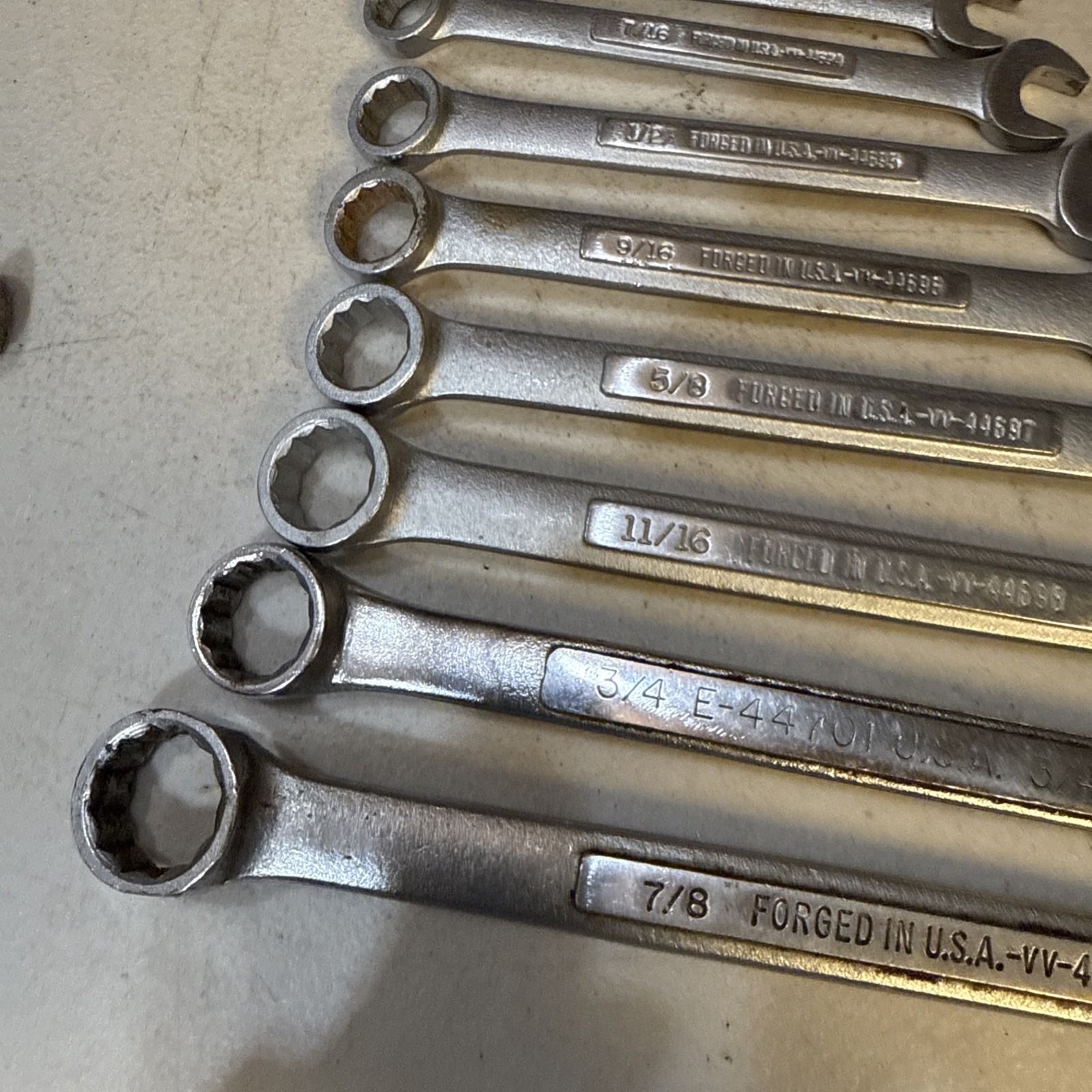 USA Made Craftsman 10 piece SAE Combination Wrench Set -VV- 7/8” To 5/16”